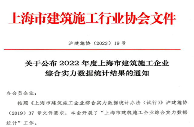 19体育平台（中国）官方网站建设集团连续七年蝉联“上海市进沪施工30强企业第一名”